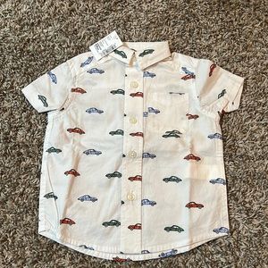 children’s place brand new button up dress shirt with cars
